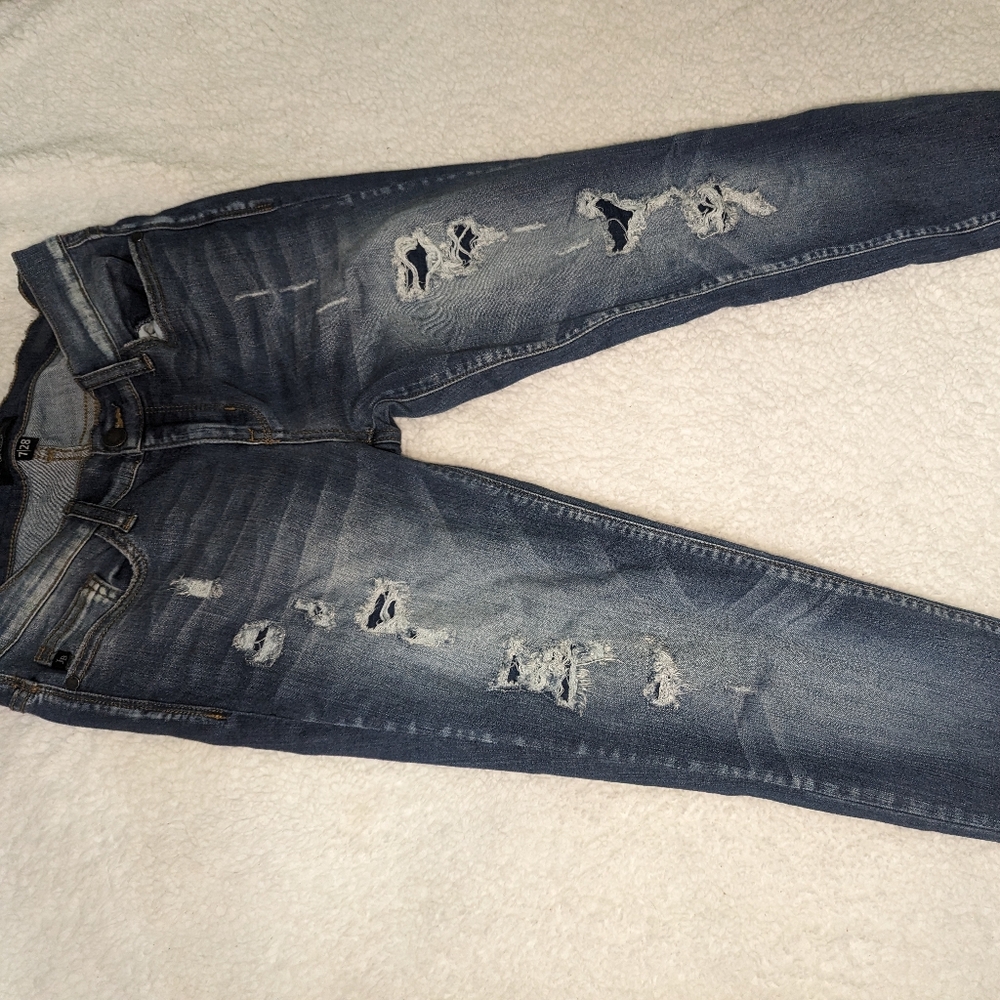 Judy Blue Distressed Straight Leg Jeans - Blue